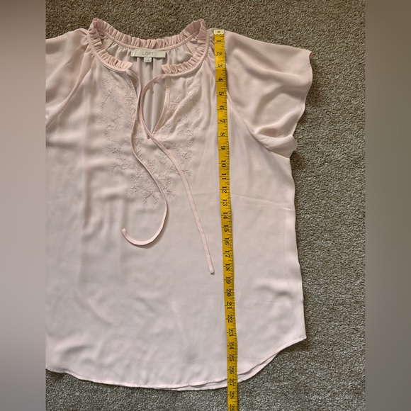 Ann Taylor Loft Tie Neck Blouse in Blush Ballet Pink Women's Size L - Picture 10 of 12